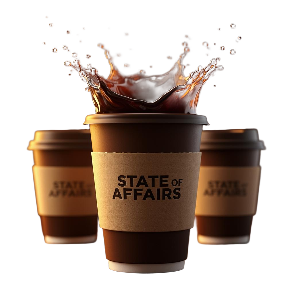 State of Affairs takeaway coffee cups with splash