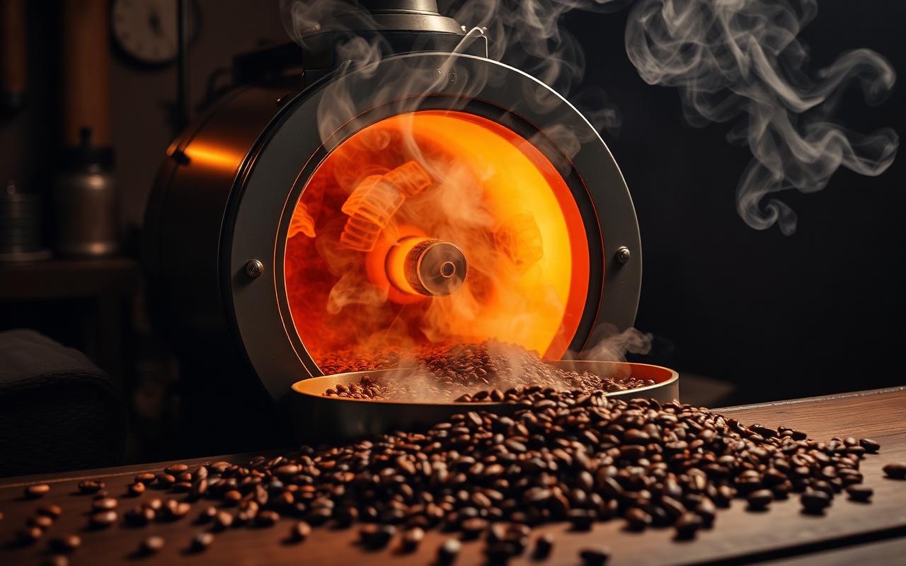 Coffee roasting drum with warm smoke